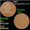 Image 1 : 1807 Draped Bust Half Cent 1/2c Grades vg+