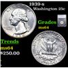 Image 1 : 1939-s Washington Quarter 25c Graded ms64 By SEGS