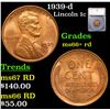 Image 1 : 1939-d Lincoln Cent 1c Graded ms66+ rd By SEGS