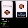 Image 1 : NGC 1942-d Lincoln Cent 1c Graded ms65 rd By NGC