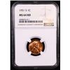 Image 2 : NGC 1951-s Lincoln Cent 1c Graded ms64 rd By NGC