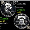 Image 1 : Proof 1963 Franklin Half Dollar 50c Grades GEM+ Proof