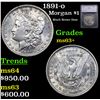 Image 1 : 1891-o Morgan Dollar $1 Graded ms63+ By SEGS