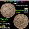 Image 1 : ***Auction Highlight*** 1810 Classic Head Large Cent 1c Graded Choice AU By USCG (fc)