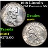 Image 1 : 1918 Lincoln Old Commem Half Dollar 50c Grades Choice Unc