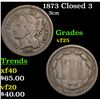 Image 1 : 1873 Closed 3 Three Cent Copper Nickel 3cn Grades vf+