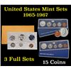 Image 1 : Group of 3 United States Special Mint Set in Original Government Packaging! From 1965-1967 with 15 C