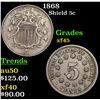 1868 Shield Nickel 5c Grades xf+