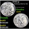 1942-p Walking Liberty Half Dollar 50c Grades GEM Unc