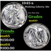 Image 1 : 1945-s Walking Liberty Half Dollar 50c Grades Choice+ Unc