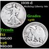 Image 1 : 1938-d Walking Liberty Half Dollar 50c Grades vg+