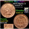 Image 1 : ***Auction Highlight*** 1873 Open 3 Indian Cent 1c Graded Select Unc RD By USCG (fc)