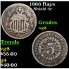 Image 1 : 1866 Rays Shield Nickel 5c Grades vg, very good