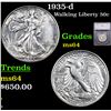 Image 1 : 1935-d Walking Liberty Half Dollar 50c Graded ms64 By SEGS