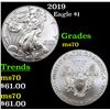 Image 1 : 2019 Silver Eagle Dollar $1 Grades ms70, Perfection