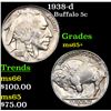 Image 1 : 1938-d Buffalo Nickel 5c Grades GEM+ Unc