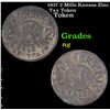 1937 2 Mills Kansas Zinc Tax Token Grades