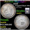 ***Auction Highlight*** 1810 Capped Bust Half Dollar 50c Graded ms63+ By SEGS (fc)