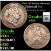 1723 1/2P Wood's Hibernia Colonial Half Cent 1/2c Graded vf35 By SEGS