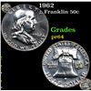 Image 1 : Proof 1962 Franklin Half Dollar 50c Grades Choice Proof