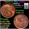 ***Auction Highlight*** 1909-p Lincoln Cent 1c Graded ms66+ rb By SEGS (fc)