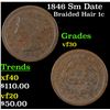 Image 1 : 1846 Sm Date Braided Hair Large Cent 1c Grades vf++