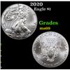 Image 1 : 2020 Silver Eagle Dollar $1 Grades ms69