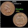 Image 1 : 1891 Indian Cent 1c Grades vf++