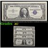 5x Non-consecutive 1957/1957A/1957B $1 Blue Seal Silver Certificates, All AU Grade Grades Choice AU