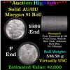 Image 1 : ***Auction Highlight*** AU/BU Slider First Financial Shotgun Morgan $1 Roll 1886 & P Ends Virtually 