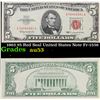 1963 $5 Red Seal United States Note Fr-1536 Grades Select AU