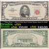 Image 1 : **Star Note** 1963 $5 Red Seal United States Note Fr-1536* Grades vf+