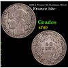 1888-A France 50 Centimes, Silver Grades xf