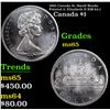 1965 Canada $1, Small Beads, Pointed 5, Elizabeth II KM-64.1 Grades GEM Unc