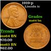 Image 1 : 1919-p Lincoln Cent 1c Grades Choice Unc BN