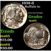 Image 1 : 1938-d Buffalo Nickel 5c Grades GEM Unc