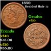 1850 Braided Hair Large Cent 1c Grades vf++