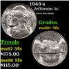 1943-s Jefferson Nickel 5c Grades GEM++ 5fs
