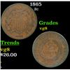 Image 1 : 1865 Two Cent Piece 2c Grades vg, very good