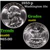 Image 1 : 1953-p Washington Quarter 25c Grades GEM+ Unc