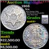 Image 1 : ***Auction Highlight*** 1868 Three Cent Silver 3cs Graded ms64+ By SEGS (fc)