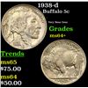 Image 1 : 1938-d Buffalo Nickel 5c Grades Choice+ Unc