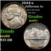 1944-s Jefferson Nickel 5c Grades GEM+ Unc