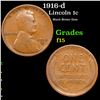 Image 1 : 1916-d Lincoln Cent 1c Grades f+