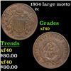 Image 1 : 1864 large motto Two Cent Piece 2c Grades xf