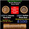 Image 1 : Mixed small cents 1c orig shotgun roll, 1917-d Wheat Cent, 1890 Indian Cent other end, Brinks Wrappe