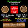 Image 1 : Mixed small cents 1c orig shotgun roll, 1919-d Wheat Cent, 1863 Indian Cent other end, Brinks Wrappe