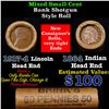 Image 1 : Mixed small cents 1c orig shotgun roll, 1917-d Wheat Cent, 1864 Indian Cent other end, Brinks Wrappe