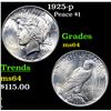 Image 1 : 1925-p Peace Dollar $1 Grades Choice Unc