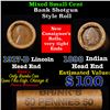 Image 1 : Mixed small cents 1c orig shotgun roll, 1917-d Wheat Cent, 1898 Indian Cent other end, Brinks Wrappe